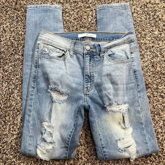 KanCan Light Blue Distressed Skinny Denim Jeans Size 28 | GUC - Picture 2 of 5